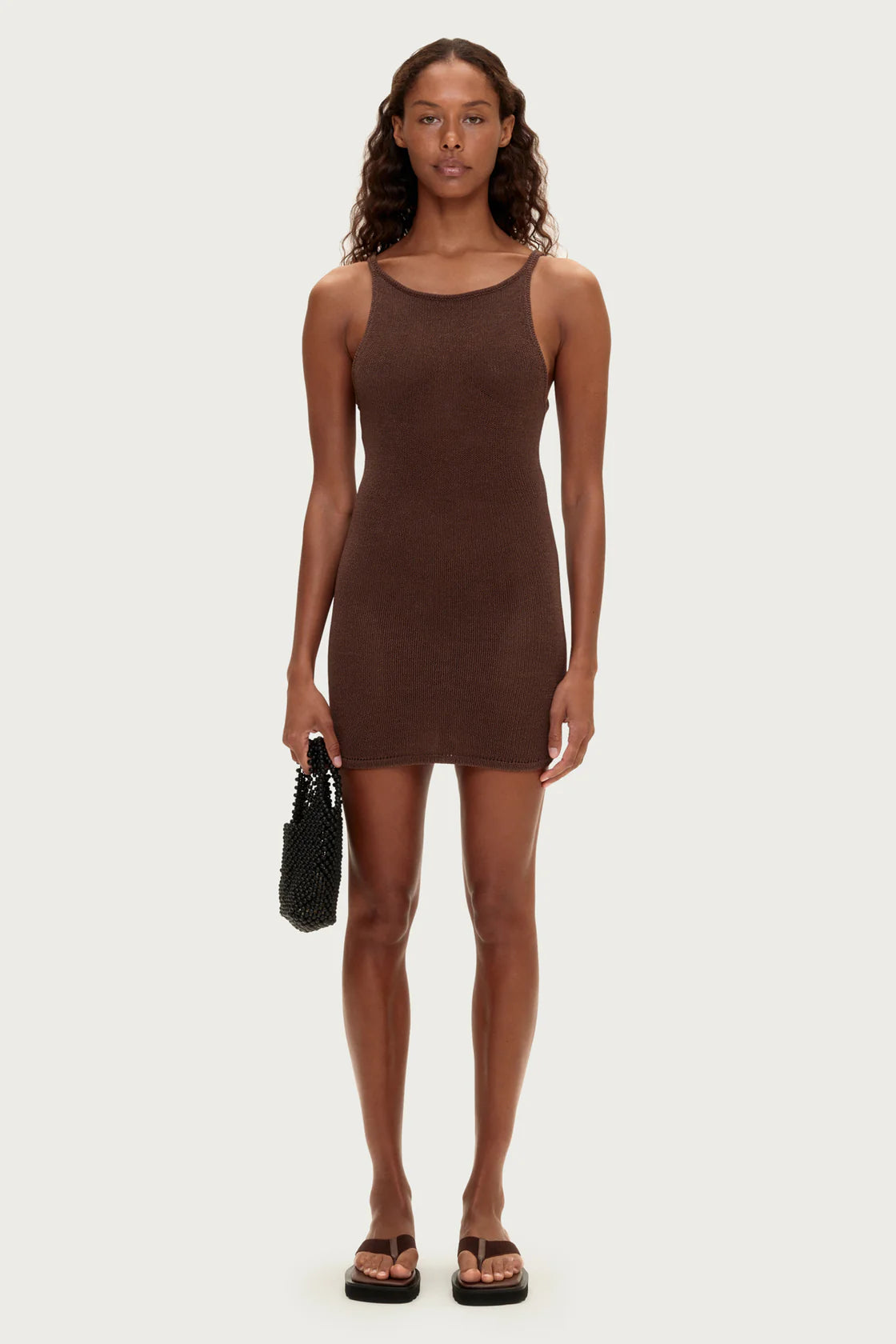 TEXTURED KNIT DRESS | CHOCOLATE