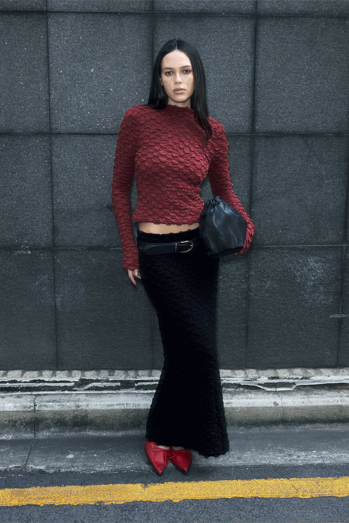 SUVI HIGH NECK TOP | HALF RED