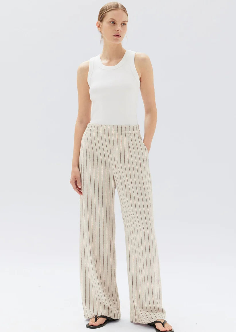 NEVA STRIPE LINEN TROUSER | OAT STRIPE