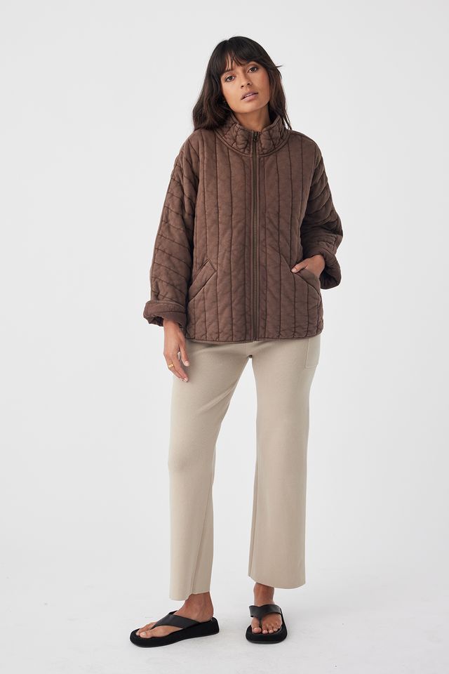 TESSA QUILTED COTTON JACKET | CHOCOLATE