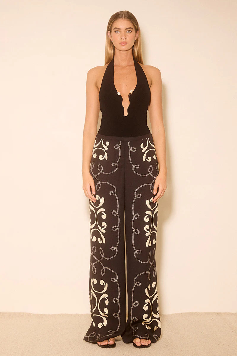 NILE KNIT TOP BLACK / CREAM