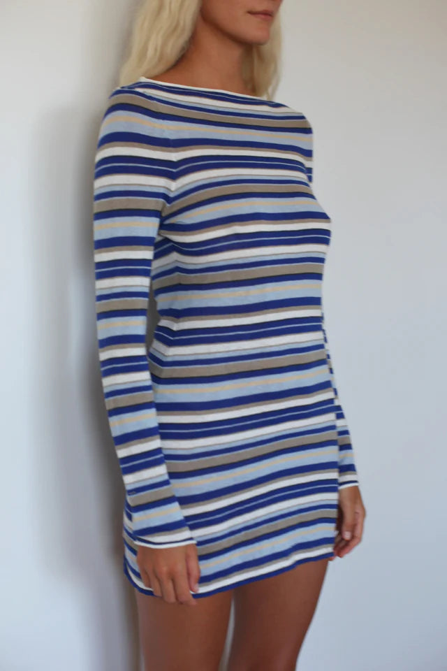 OCEAN RETRO STRIPE KNIT DRESS