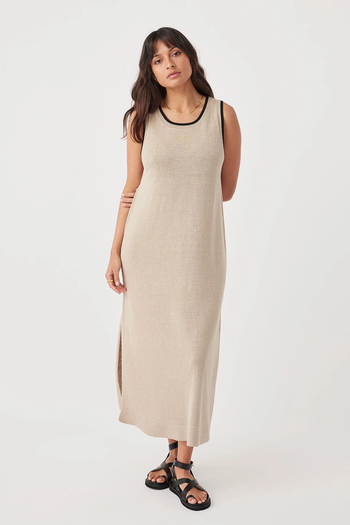 BRIE LONG DRESS | TAUPE