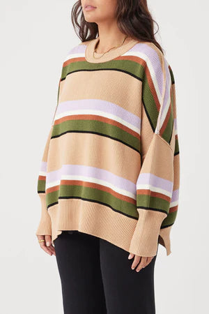 HARPER STRIPE  SWEATER | HONEY, LILAC & CREAM