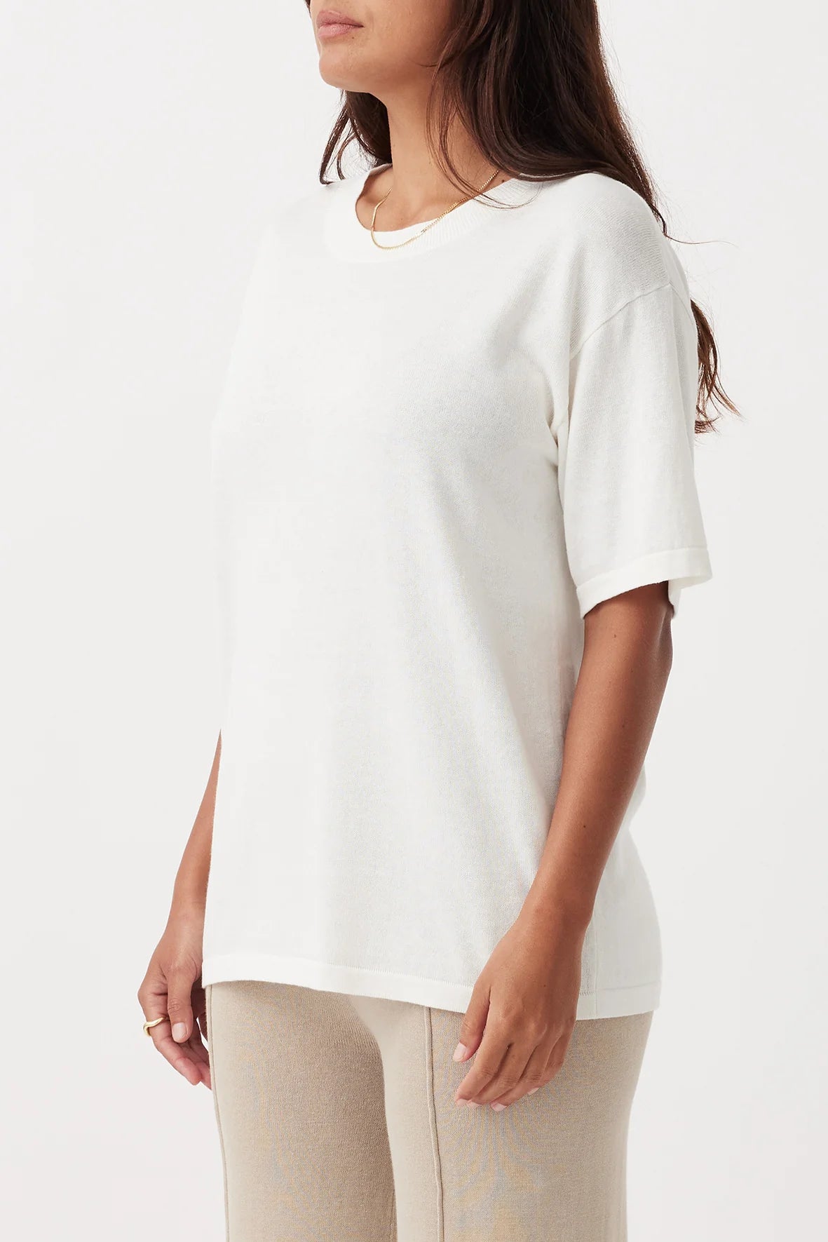 ADA ORGANIC COTTON LINEN T-SHIRT | CREAM