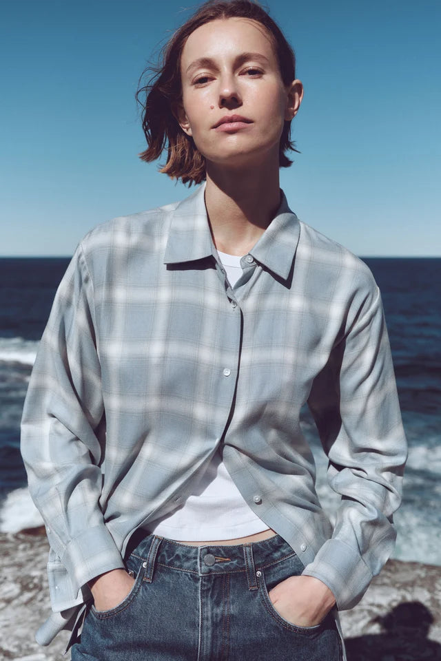 LUKA JAPANESE SHIRT | STEEL BLUE CHECK