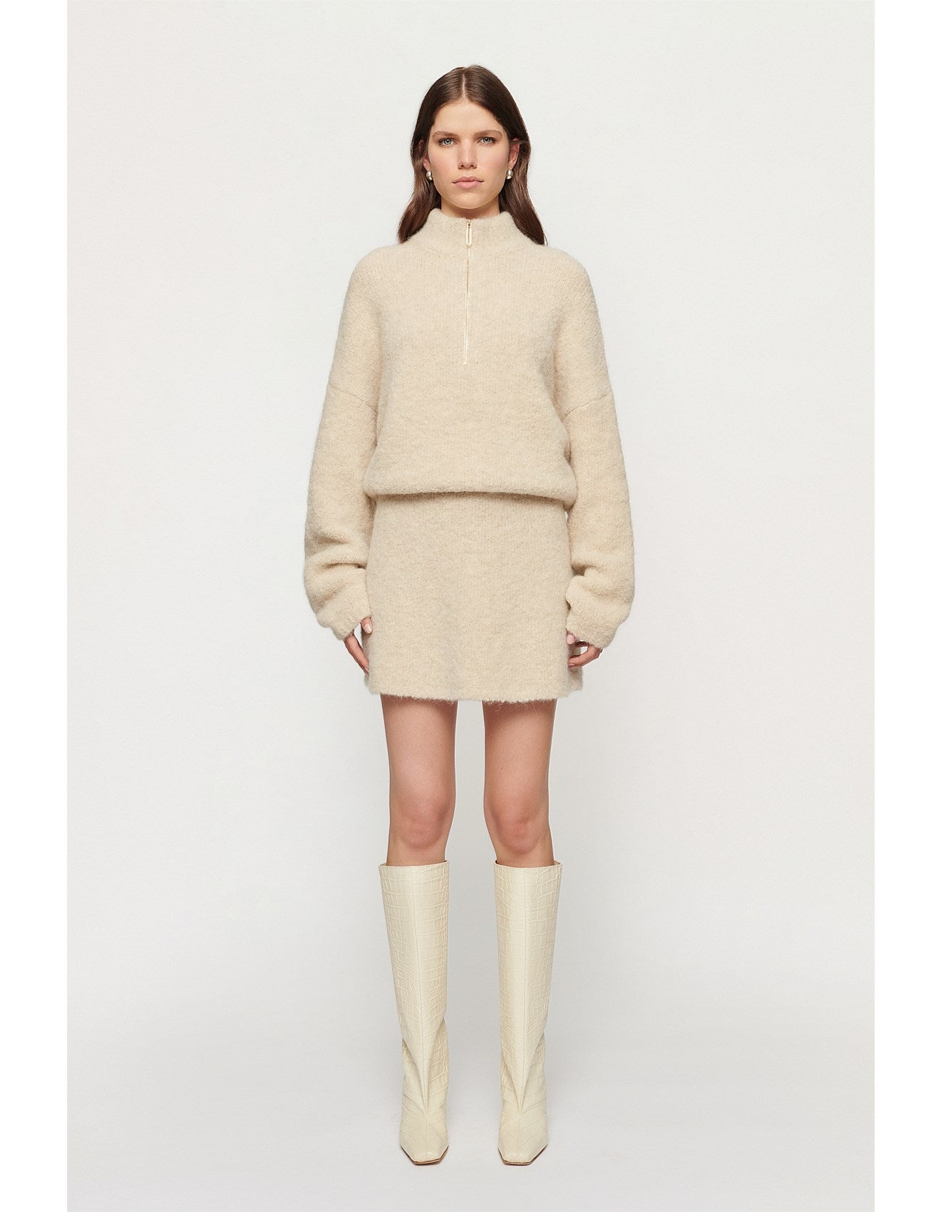 PENN BOUCLE MINI SKIRT | ALABASTER