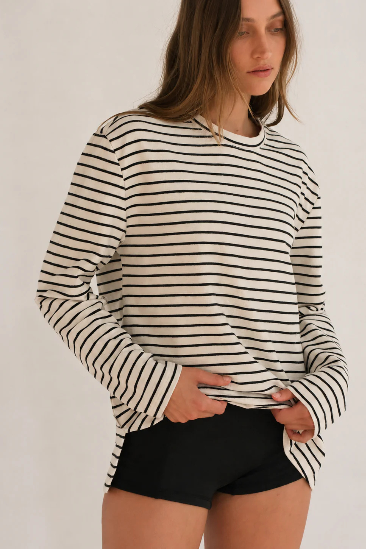 JERSEY LONG SLEEVE TOP | BLACK STRIPE