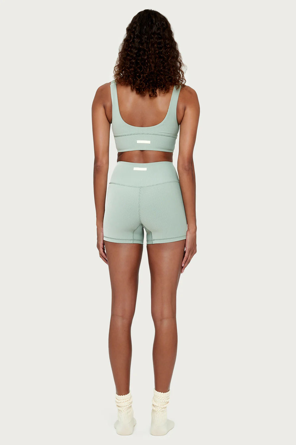 STRIPE RIB CROP TOP - SAGE