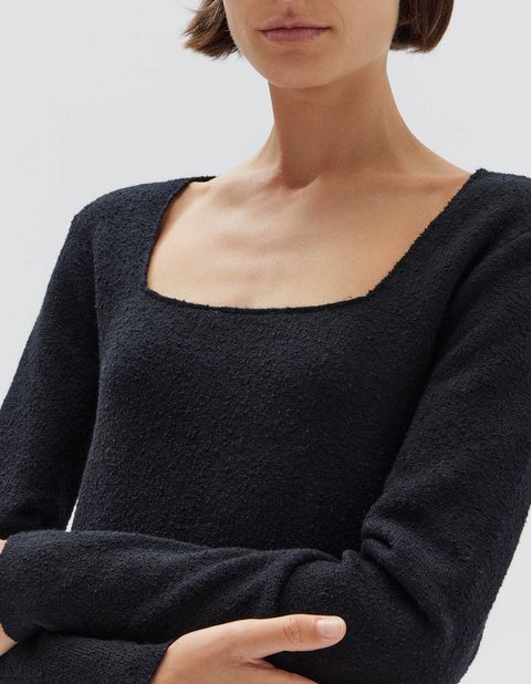 MEREDITH SQUARE NECK LONG SLEEVE TOP | BLACK