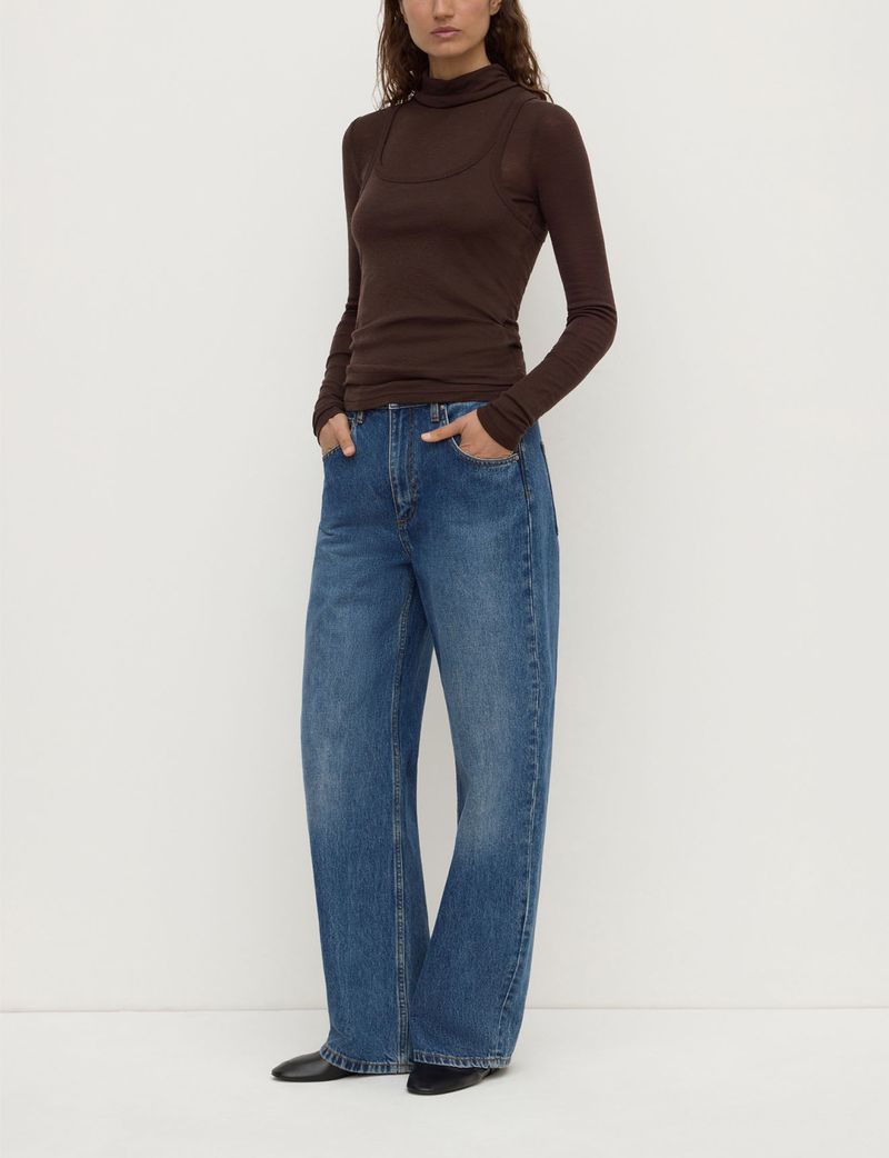 NORA MERINO WOOL LAYERED TURTLENECK | GANACHE