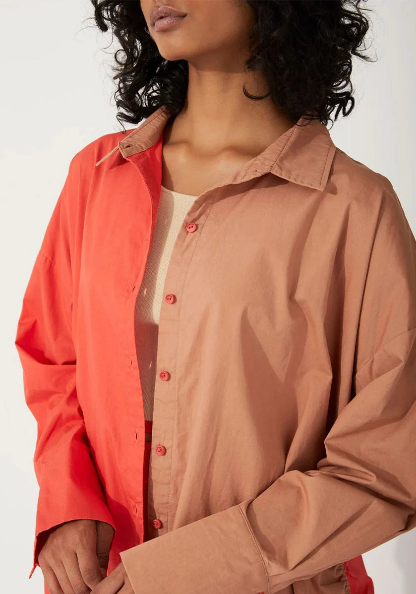 ORGANIC TWO-TONE SHIRT | CHILLI