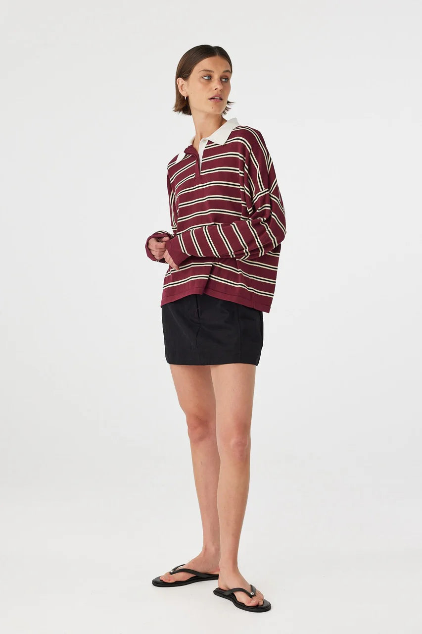 RAYNE KNIT JERSEY | MERLOT STRIPE