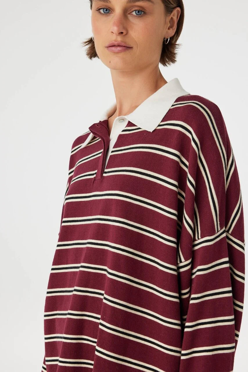 RAYNE KNIT JERSEY | MERLOT STRIPE
