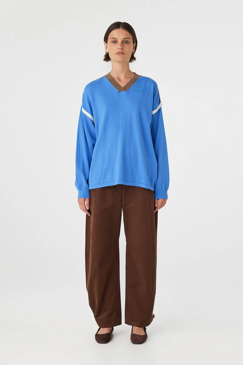 EDEN LONG SLEEVE TEE | ROYAL BLUE & ESPRESSO