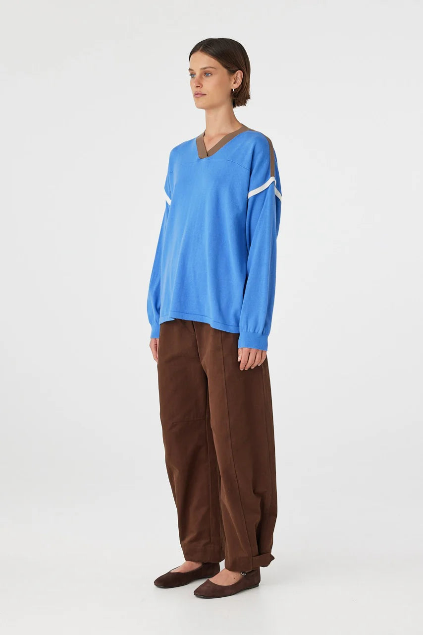 EDEN LONG SLEEVE TEE | ROYAL BLUE & ESPRESSO