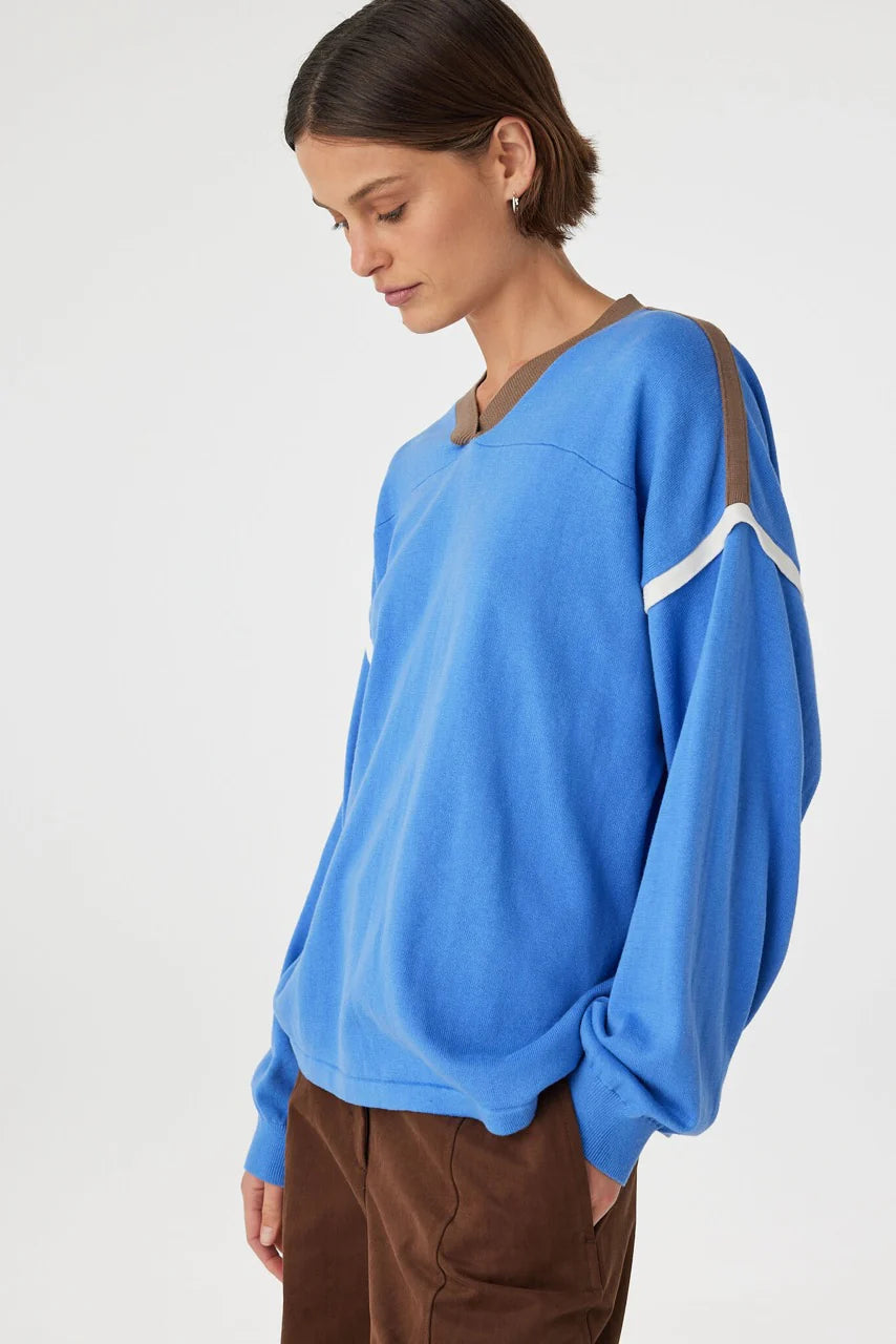 EDEN LONG SLEEVE TEE | ROYAL BLUE & ESPRESSO