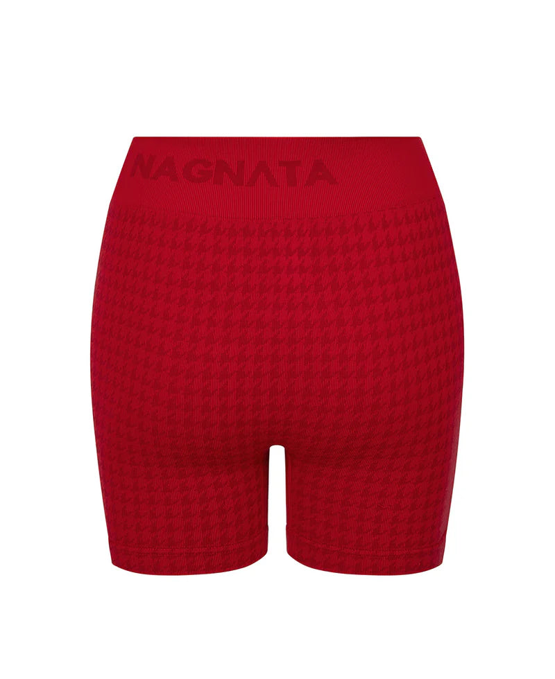 HOUNDSTOOTH WOOL MINI SHORT | CRIMSON