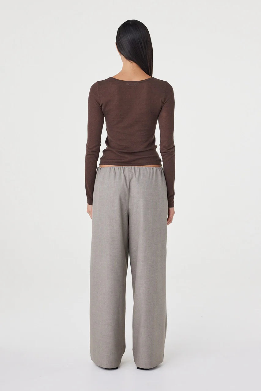 ANNIKA PANT | TAUPE BLUE PINSTRIPE