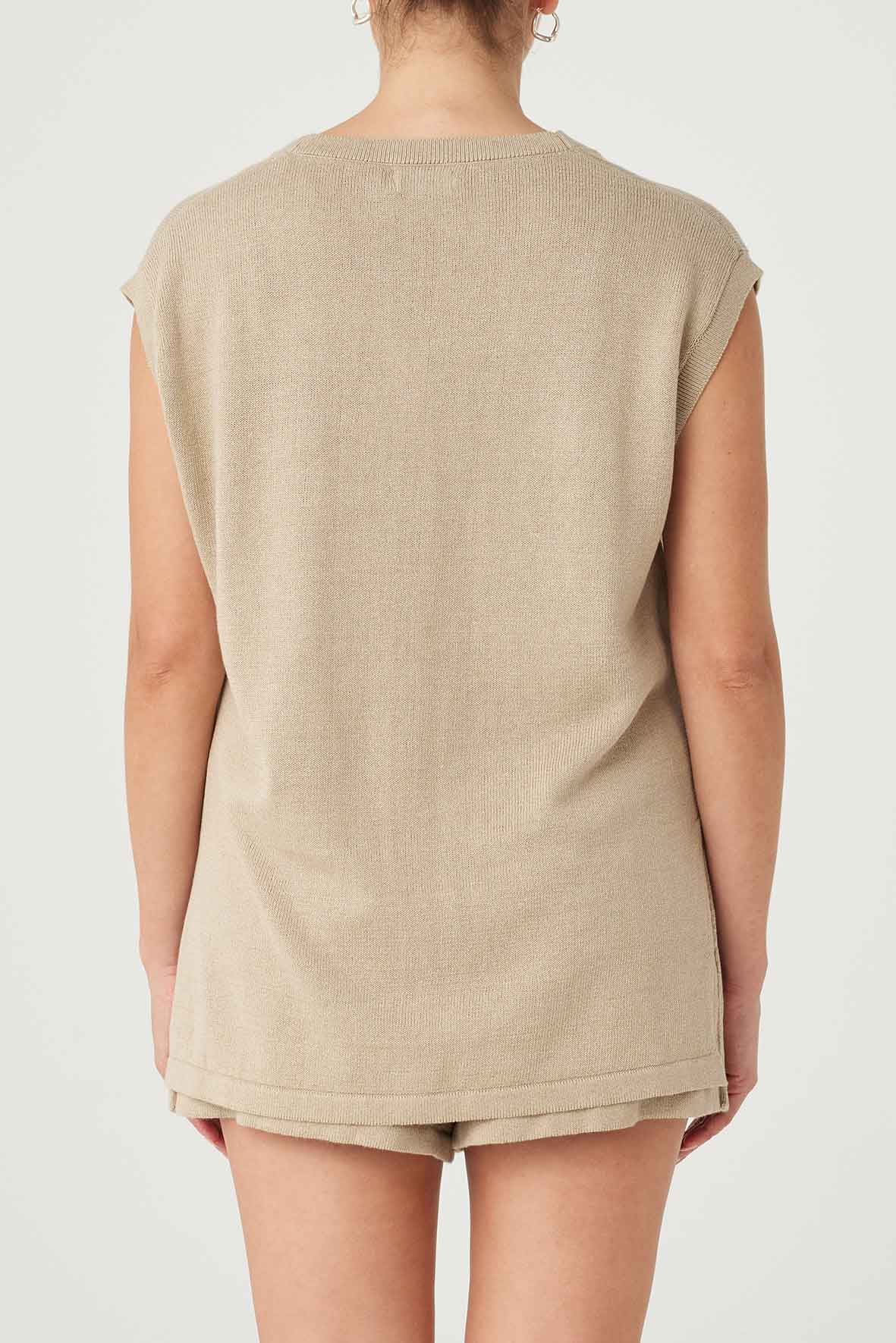 ADA ORGANIC COTTON LINEN VEST | TAUPE