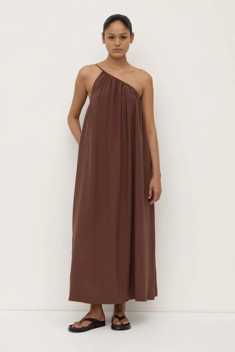 MILA ASYMMETRICAL MAXI DRESS | ESPRESSO
