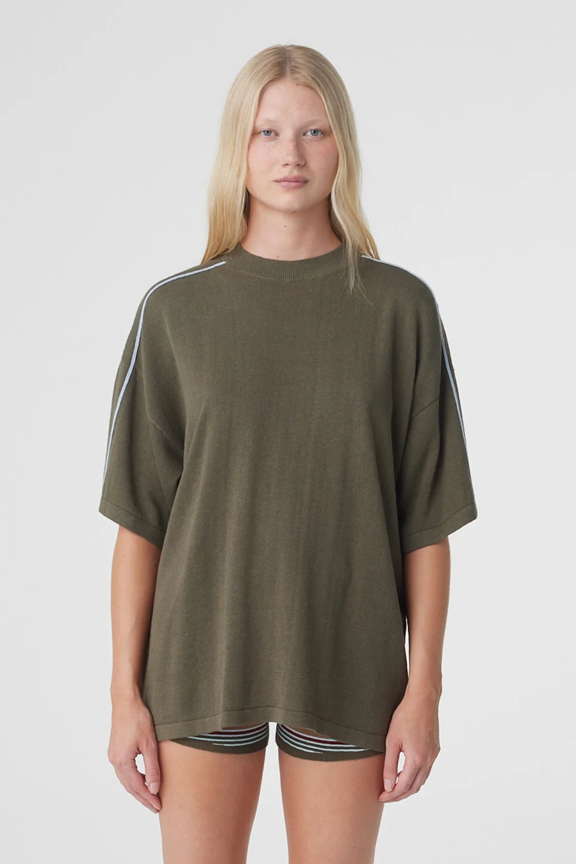 PIPPA OVERSIZED TEE | SMOKEY OLIVE & DUSK BLUE