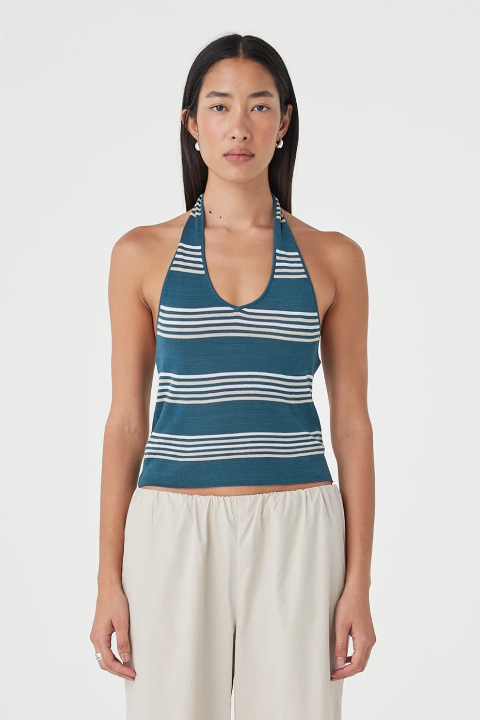 NURI TOP | TEAL STRIPE