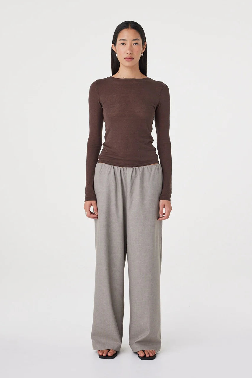 ANNIKA PANT | TAUPE BLUE PINSTRIPE