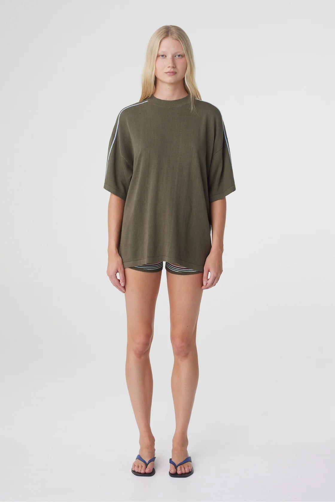 PIPPA OVERSIZED TEE | SMOKEY OLIVE & DUSK BLUE