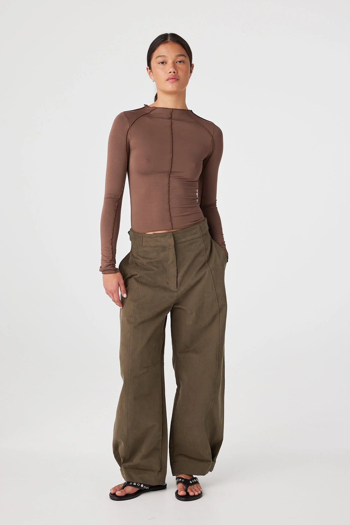 ROWLAN LONG SLEEVE TOP | ESPRESSO