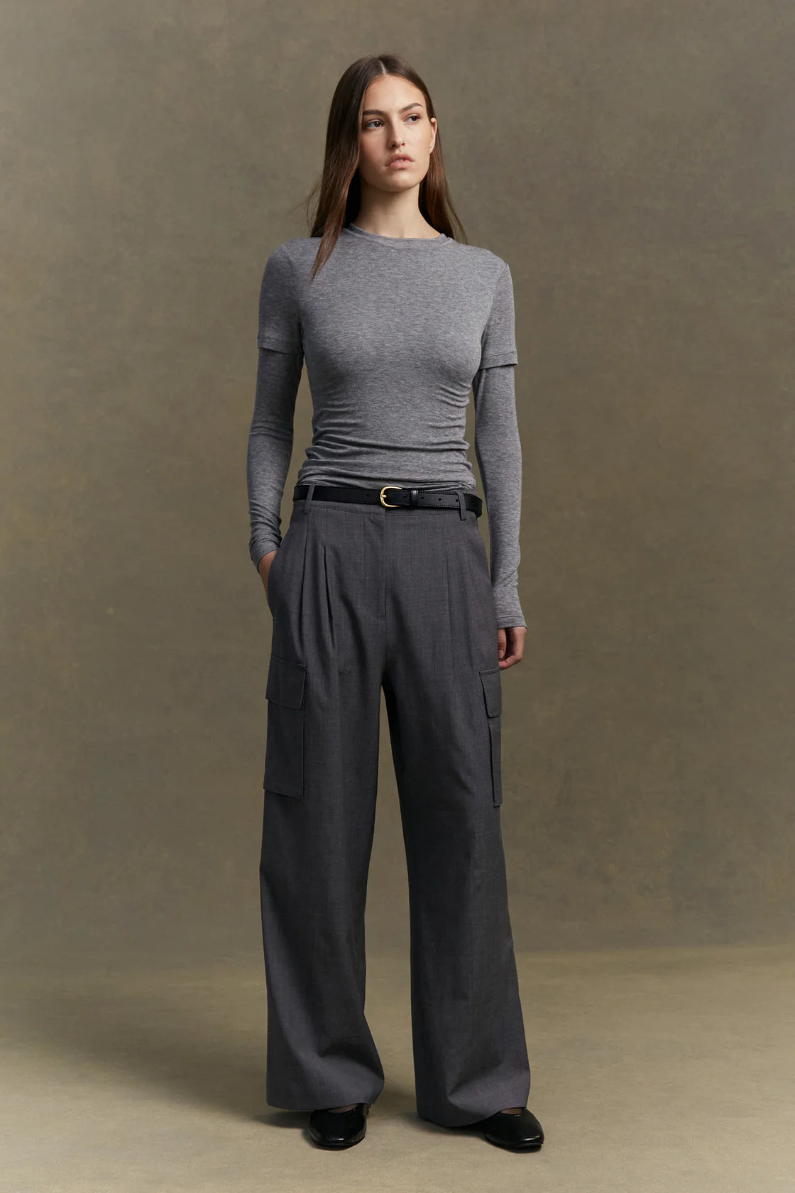 ISARA WOOL CARGO PANT | CHARCOAL