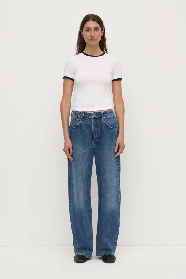 KOURT CONTRAST BIND TEE | WHITE/NAVY