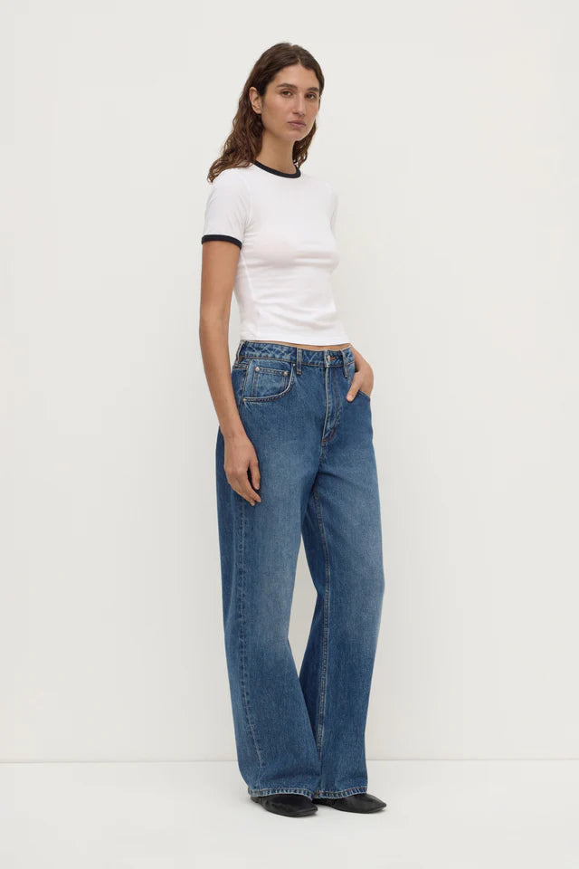 KOURT CONTRAST BIND TEE | WHITE/NAVY