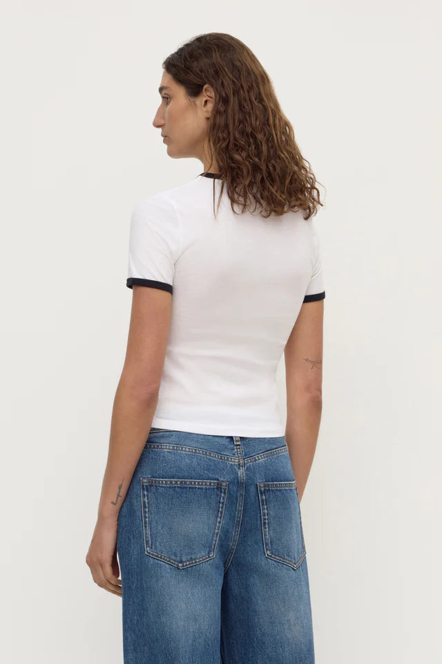KOURT CONTRAST BIND TEE | WHITE/NAVY