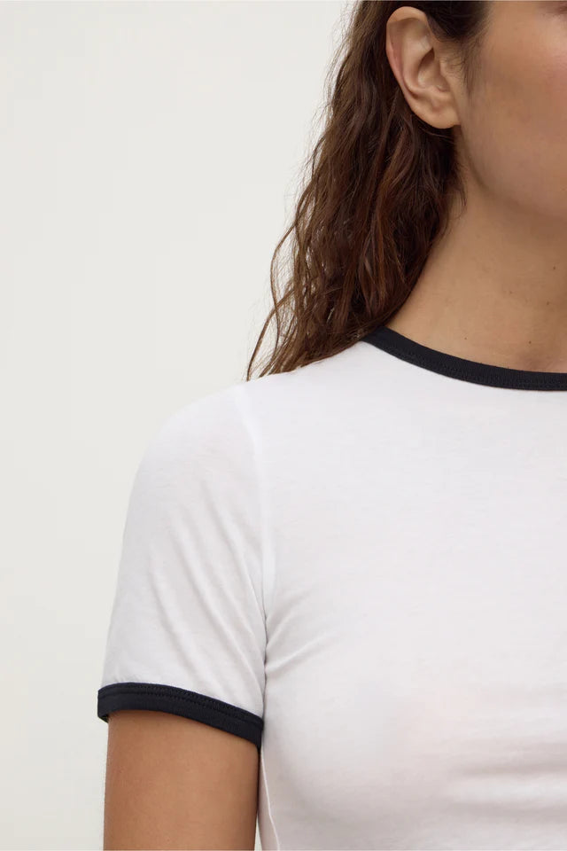 KOURT CONTRAST BIND TEE | WHITE/NAVY