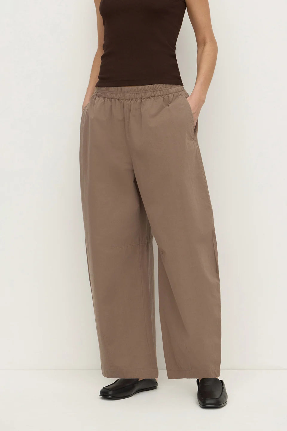 ELAINE WASHED COTTON PANT | DARK SAND