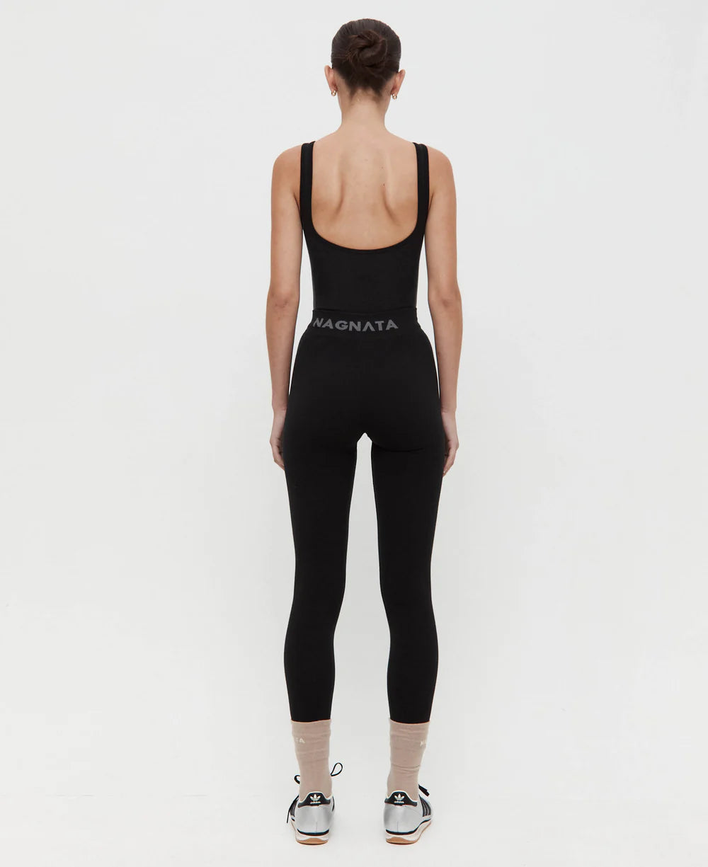 HOUNDSTOOTH WOOL BODYSUIT | BLACK
