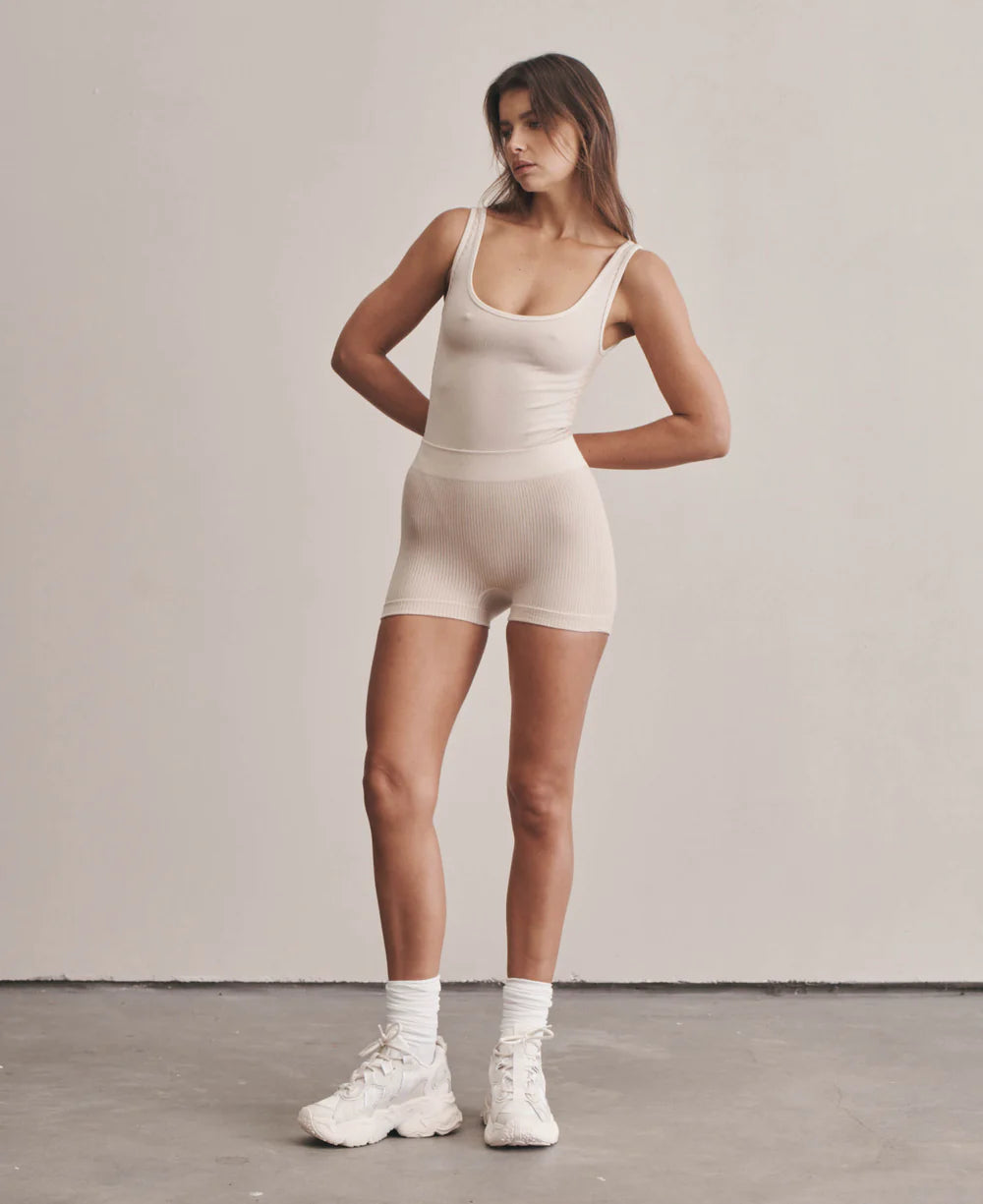 HOUNDSTOOTH WOOL BODYSUIT | BONE WHITE