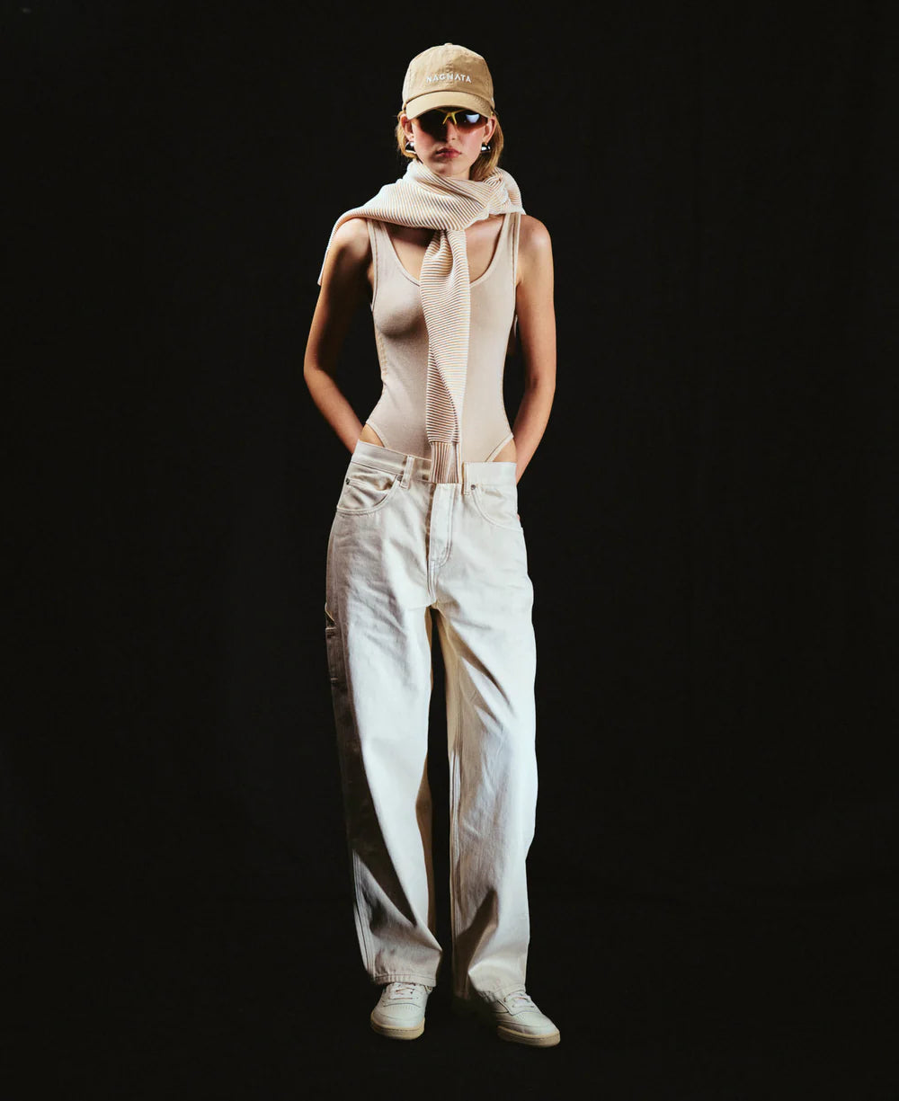 HOUNDSTOOTH WOOL BODYSUIT | BONE WHITE