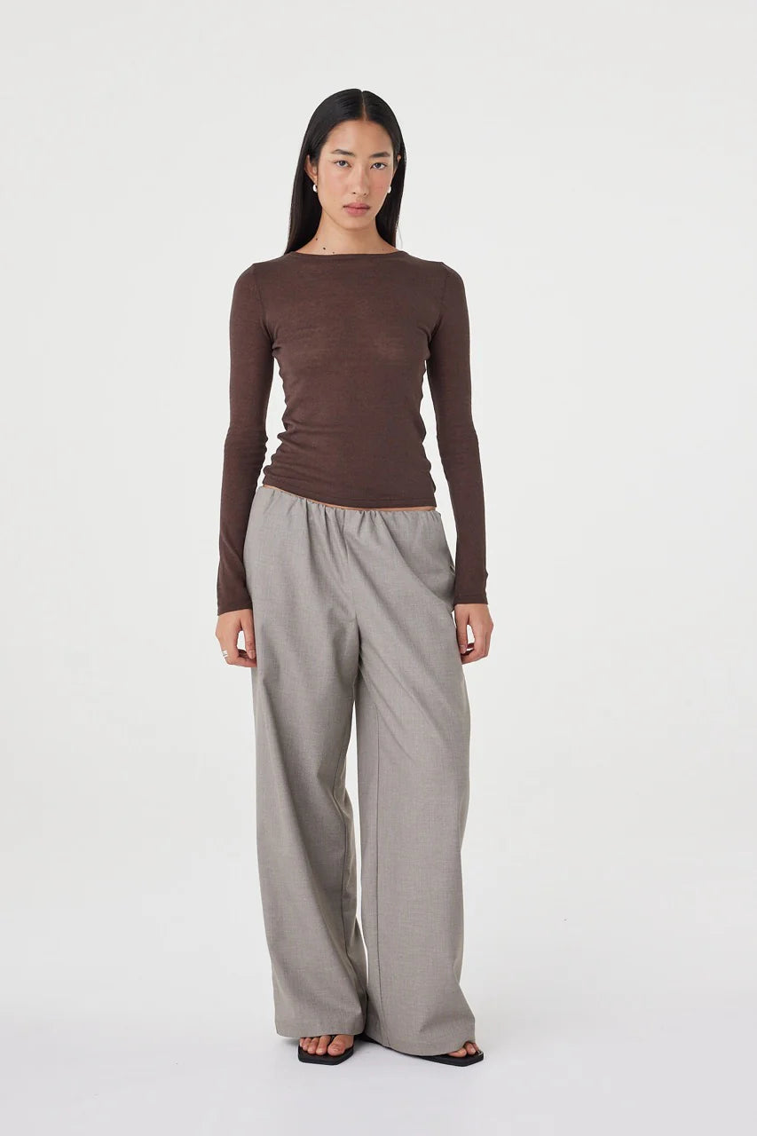 ANNIKA PANT | TAUPE BLUE PINSTRIPE