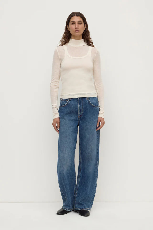 NORA MERINO WOOL LAYERED TURTLENECK | SNOW