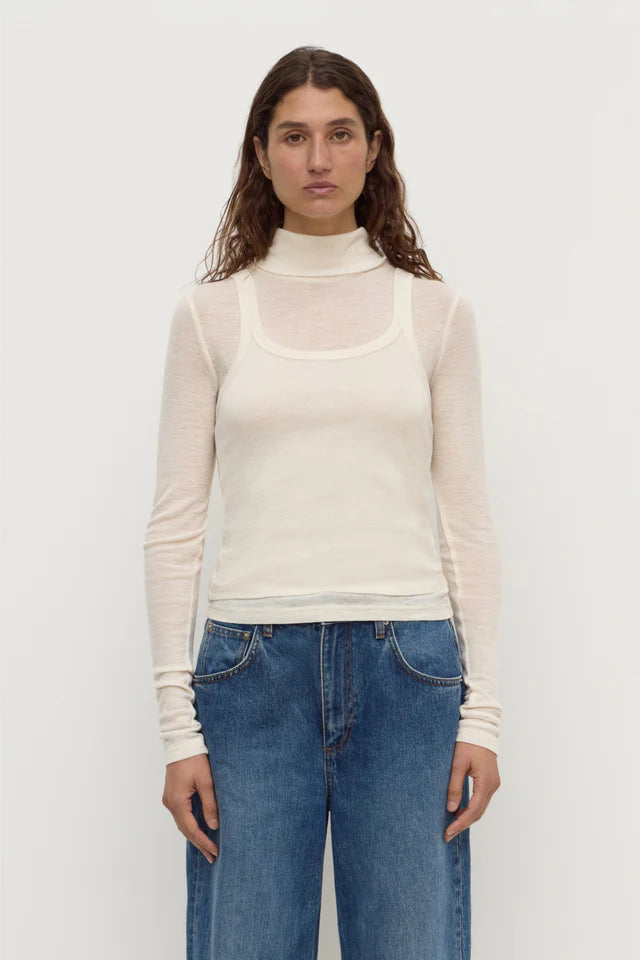 NORA MERINO WOOL LAYERED TURTLENECK | SNOW