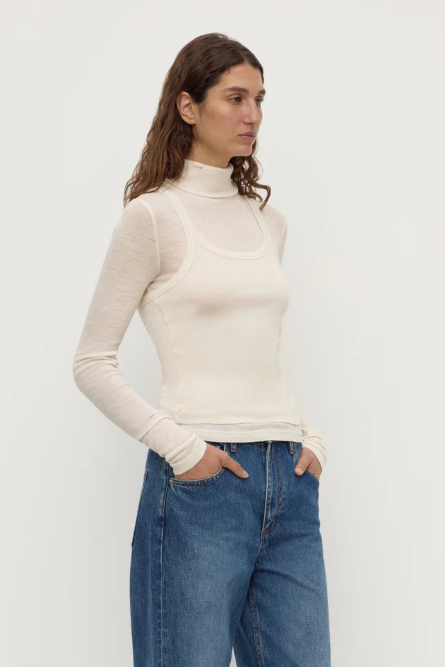 NORA MERINO WOOL LAYERED TURTLENECK | SNOW