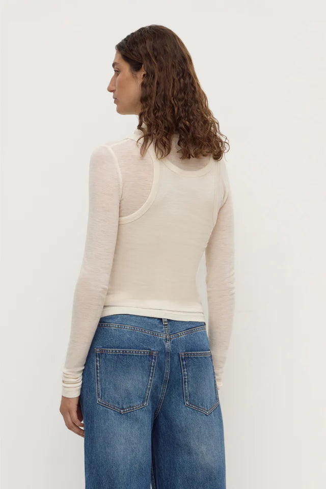 NORA MERINO WOOL LAYERED TURTLENECK | SNOW