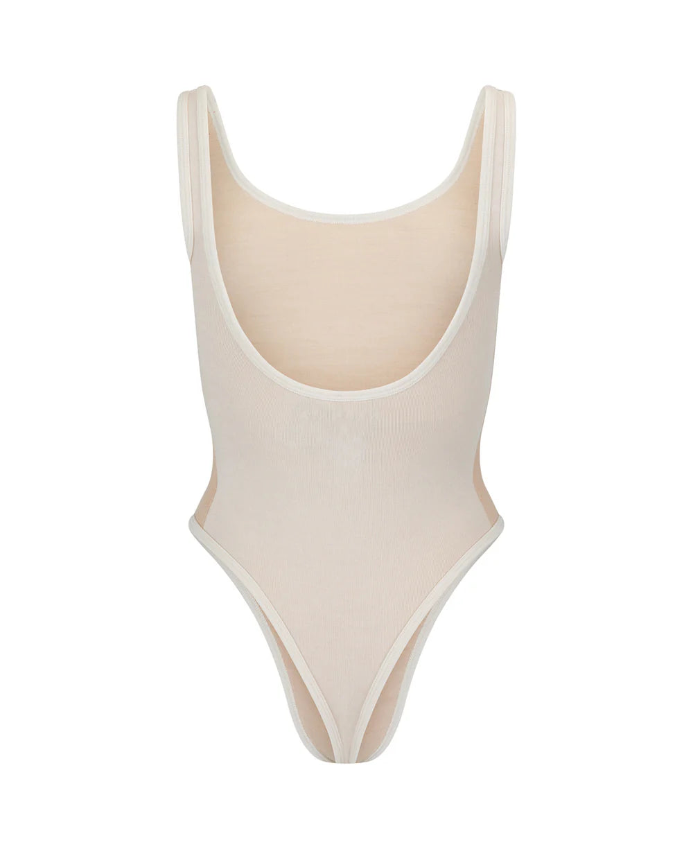 HOUNDSTOOTH WOOL BODYSUIT | BONE WHITE