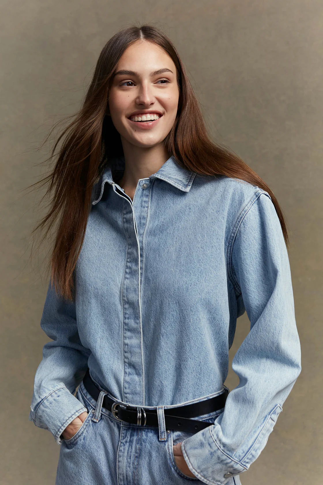 RYLEE DENIM OVERSHIRT | LIGHT STONE