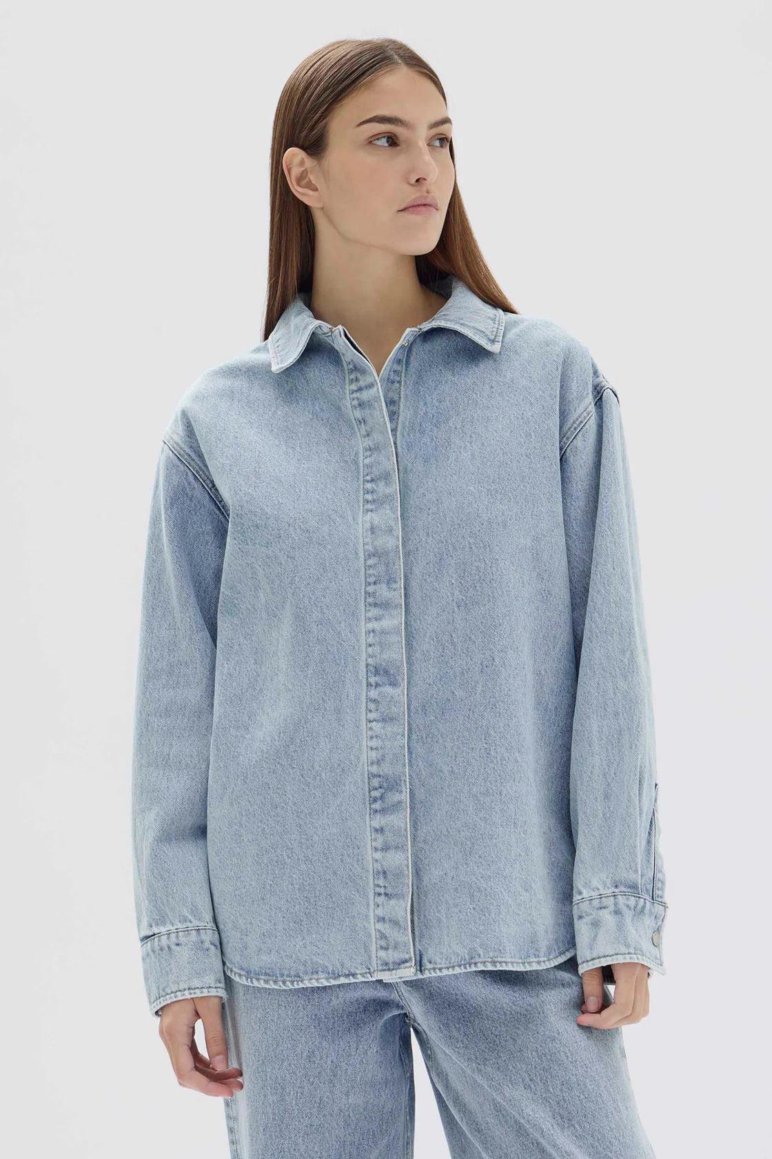 RYLEE DENIM OVERSHIRT | LIGHT STONE