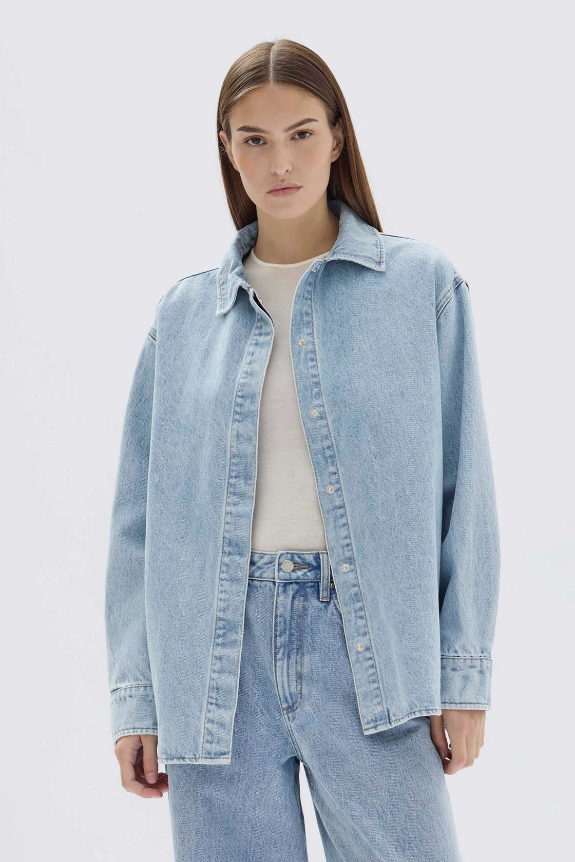 RYLEE DENIM OVERSHIRT | LIGHT STONE