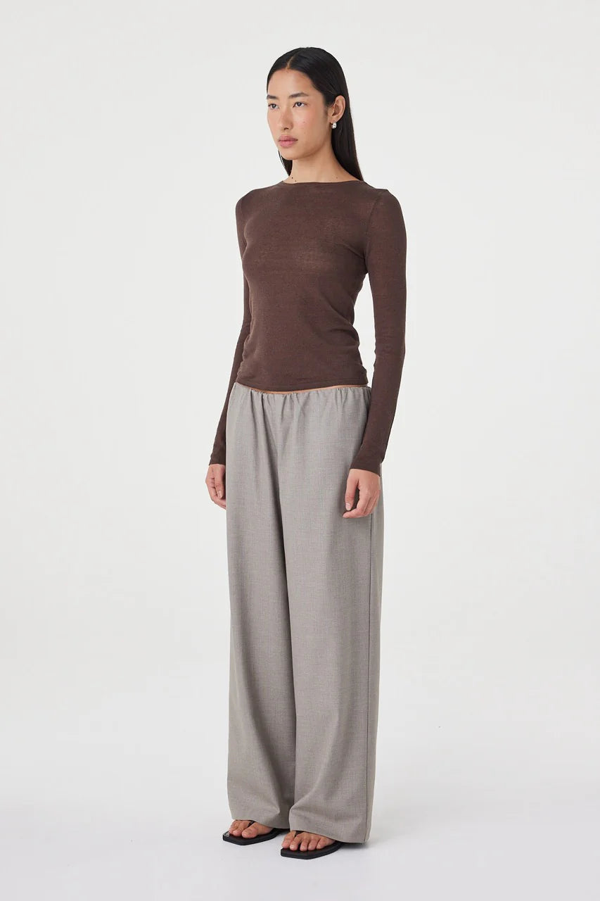 ANNIKA PANT | TAUPE BLUE PINSTRIPE