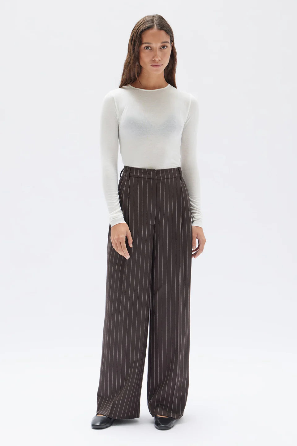 SOFIA WOOL PINSTRIPE PANT